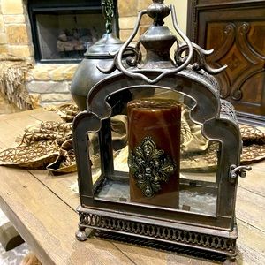 Metal & glass candle holder
